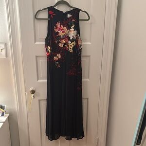 Anthropologie Black and Pink Halter Maxi Dress